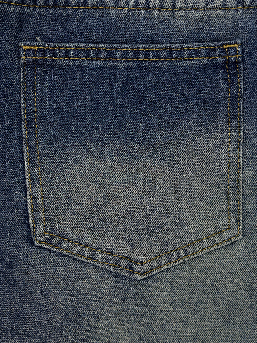 Split-Joint Pockets Hollow Geometric Buttoned Wide Leg Loose Jean Pants Bottoms