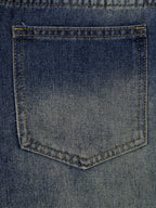 Split-Joint Pockets Hollow Geometric Buttoned Wide Leg Loose Jean Pants Bottoms
