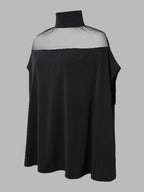 See-Through Batwing Sleeves High-neck Blouses&shirts Tops