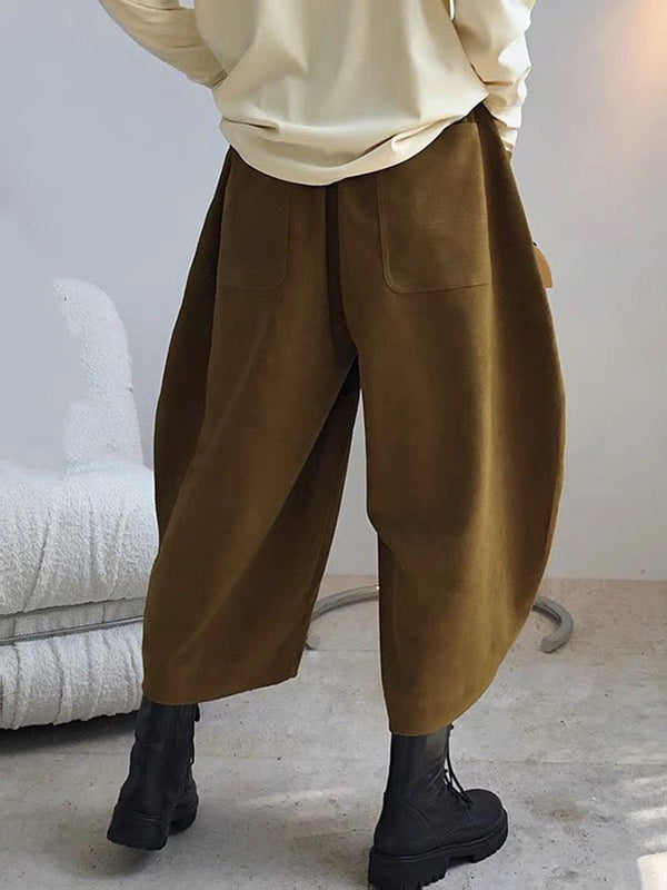 Harem Pants Wide Leg Elasticity Solid Color Split-Joint Pants Trousers