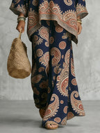 High Waisted Loose Contrast Color Printed Pants Trousers
