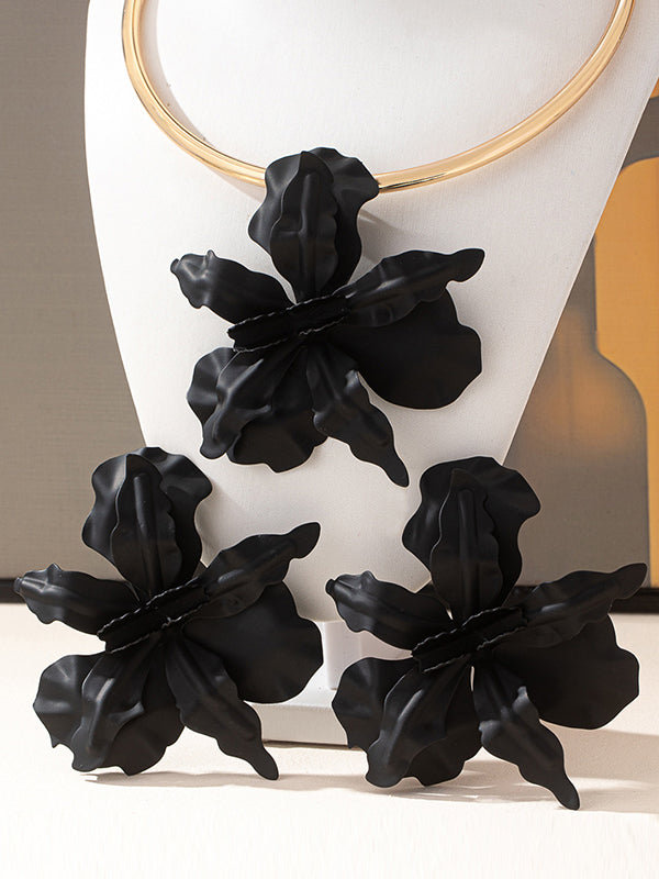 Flower Shape Drop Earrings + Necklaces Accessories