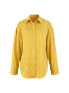 Long Sleeves Loose Buttoned Solid Color Lapel Blouses&Shirts Tops