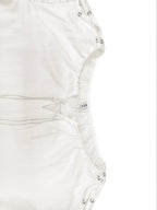 Split-Joint Solid Color Pleated Hollow Drawstring Loose Long Sleeves Cold shoulder Blouses&shirts Tops