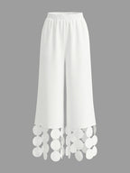 Wide Leg Solid Color Tasseled Pants Trousers