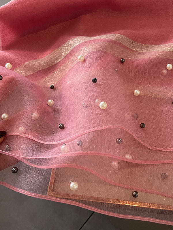 Sun-Protection Beaded See-Through Shawl&Scarf