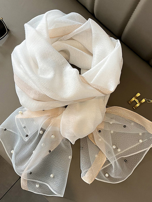 Sun-Protection Beaded See-Through Shawl&Scarf