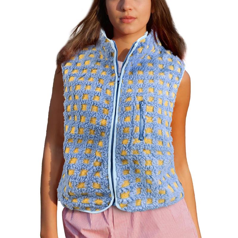 CONCUELO™ – Casual Plaid Sleeveless Zip-Up Vest