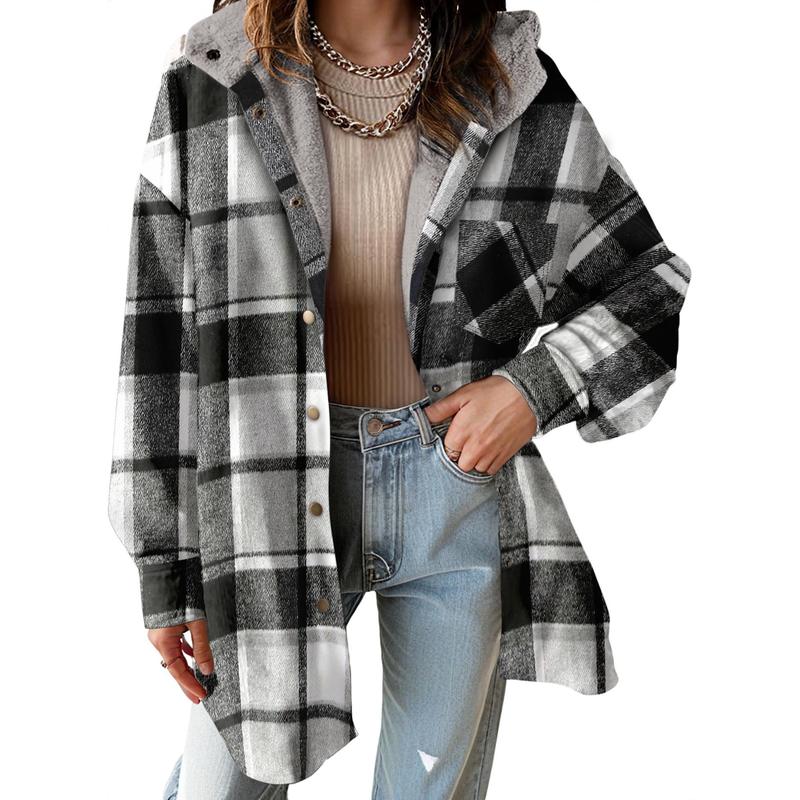 MARIE™ - Flannel Hooded Plaid Shacket Thick Winter Fleece Coat