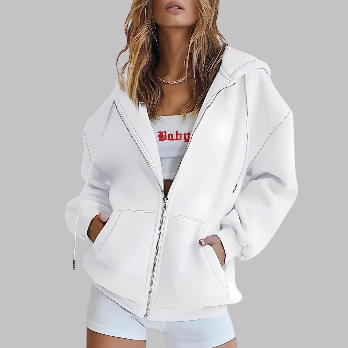 DARA™ - Classic Zip Up Oversized Hooded Jacket
