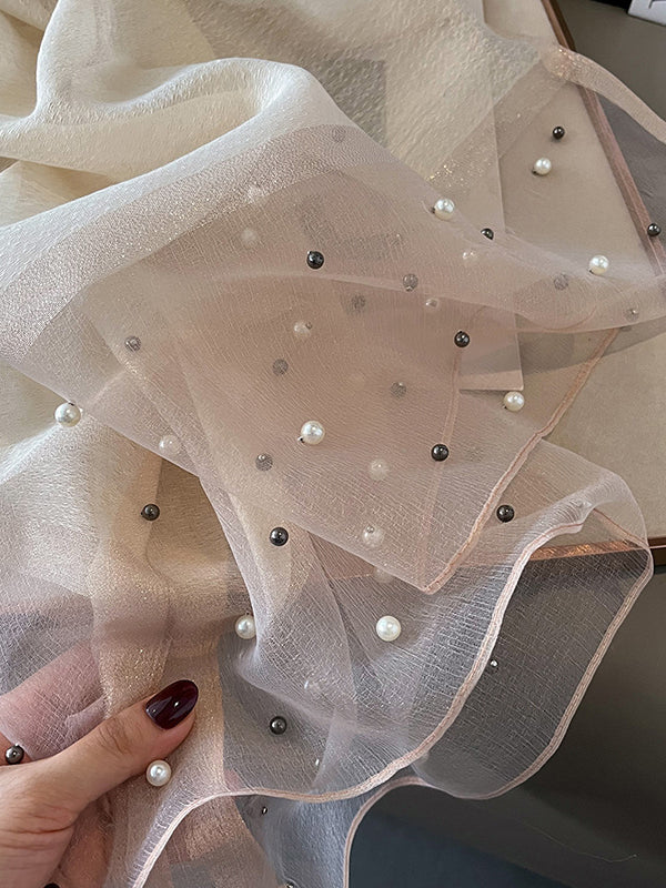 Sun-Protection Beaded See-Through Shawl&Scarf