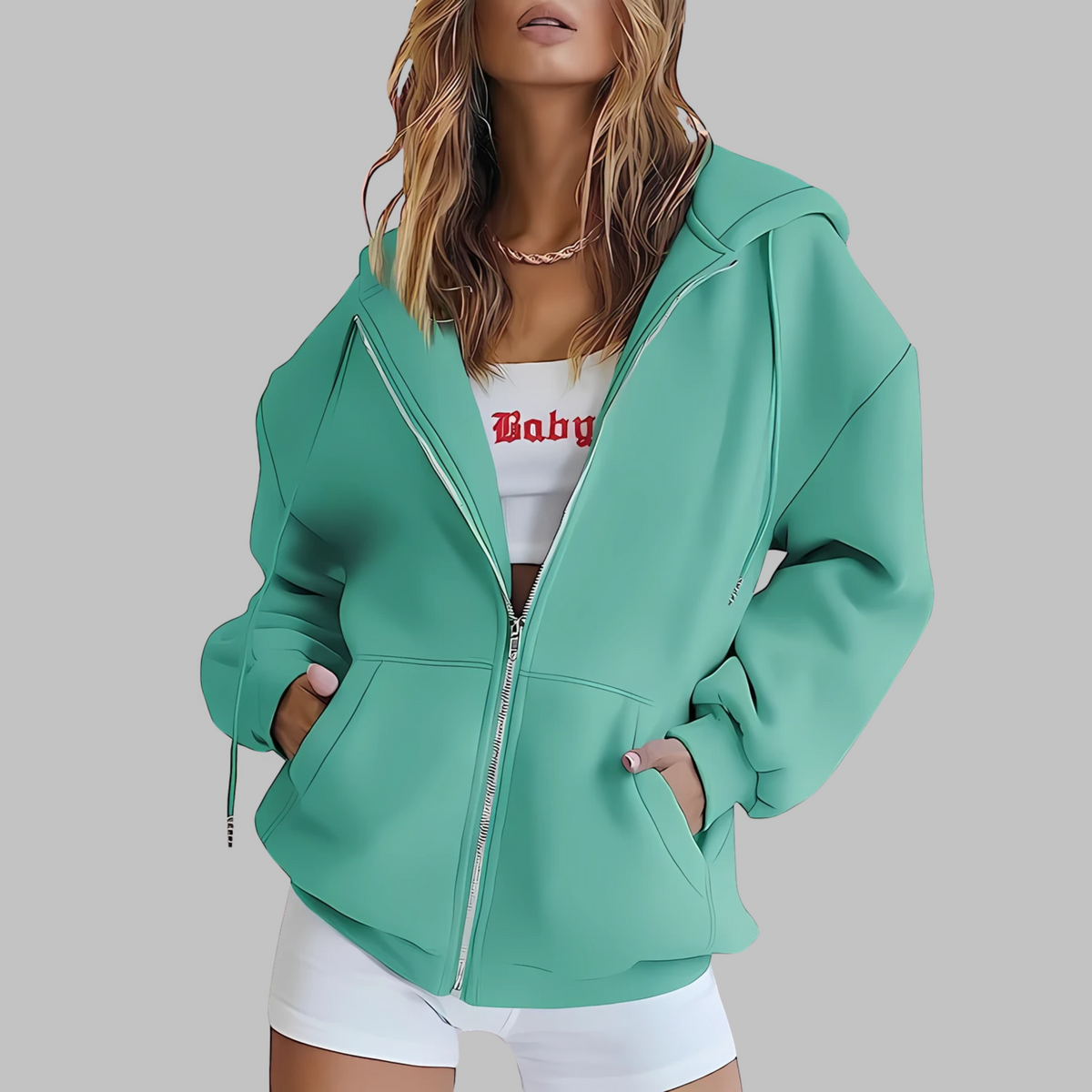 DARA™ - Classic Zip Up Oversized Hooded Jacket