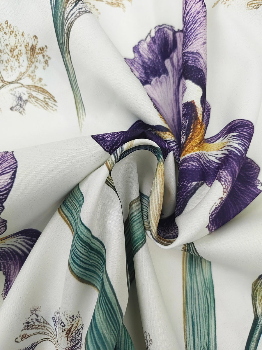 Split-Joint Ruched Pockets Flower Print Contrast Color Buttoned Loose Long Sleeves Stand Collar Maxi Dresses