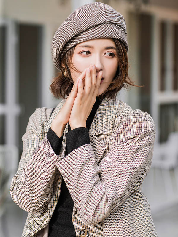 Personality Striped&Plaid Beret Hat