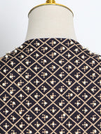 Long Sleeves Loose Beads Printed V-Neck Blazer Outerwear(Size is larger than normal.)