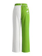 High Waisted Belted Contrast Color Pleated Pockets Pants Trousers
