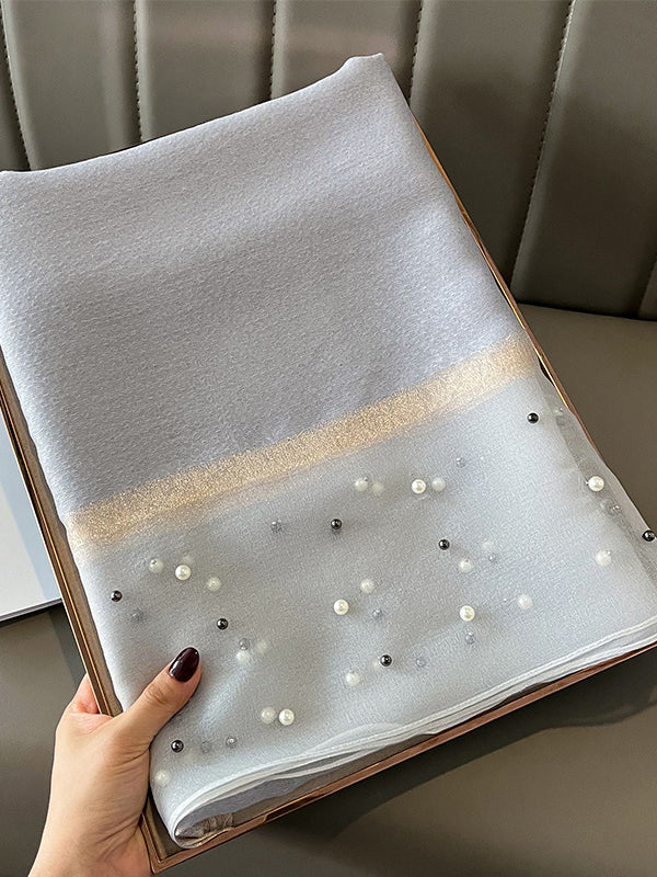 Sun-Protection Beaded See-Through Shawl&Scarf