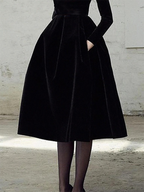 Long Sleeves Skinny Solid Color High Neck Midi Dresses