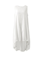 A-Line High-Low Solid Color Zipper Round-Neck Maxi Dresses