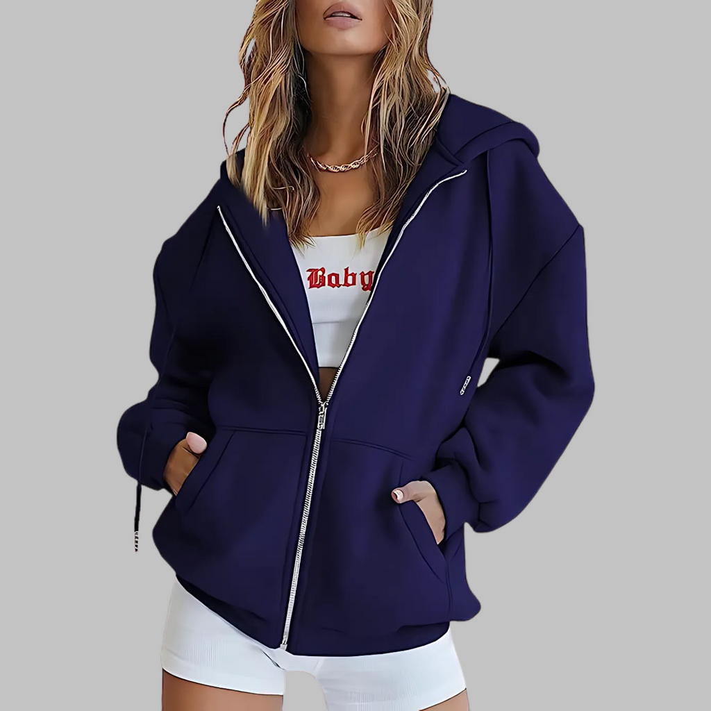 DARA™ - Classic Zip Up Oversized Hooded Jacket