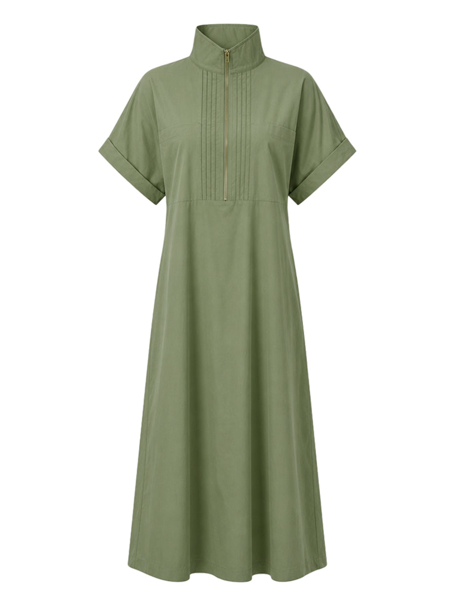 Zipper Solid Color Pockets Sleeveless High Waisted V-neck Maxi Dresses
