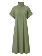 Zipper Solid Color Pockets Sleeveless High Waisted V-neck Maxi Dresses