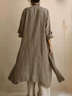 Long Sleeves Loose Buttoned Pockets Solid Color V-Neck Three Pieces Set