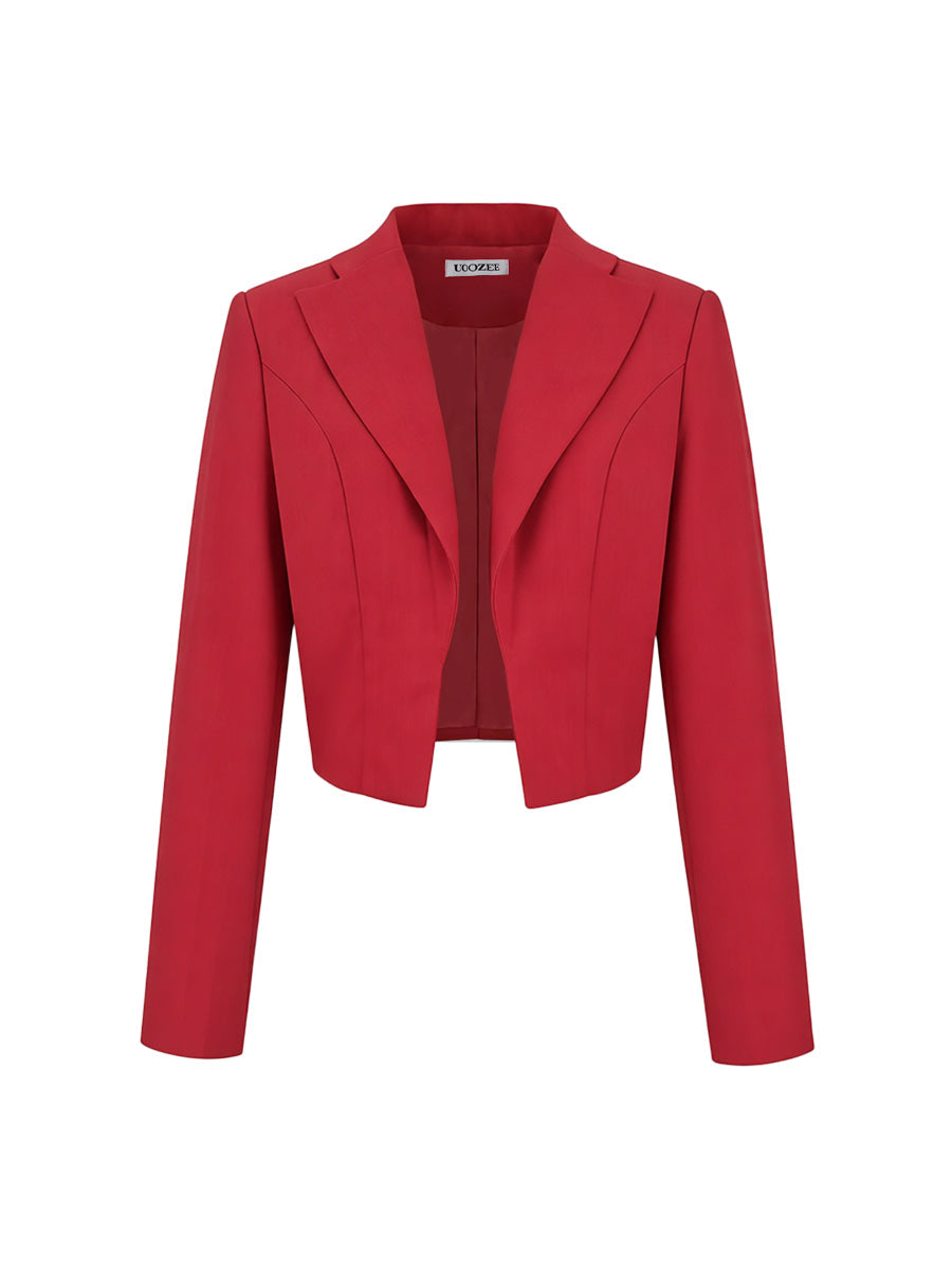 Solid Color Skinny Long Sleeves Notched Collar Outerwear Blazer