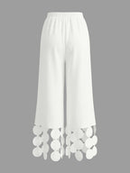 Wide Leg Solid Color Tasseled Pants Trousers
