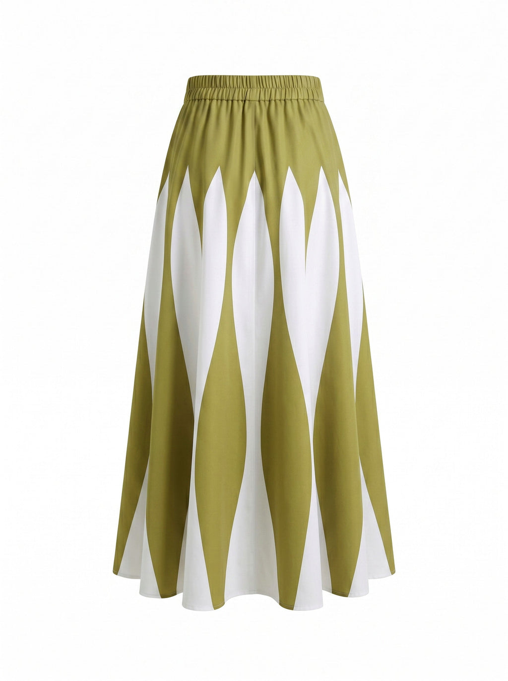 A-Line High Waisted Contrast Color Pleated Printed Skirts Bottoms