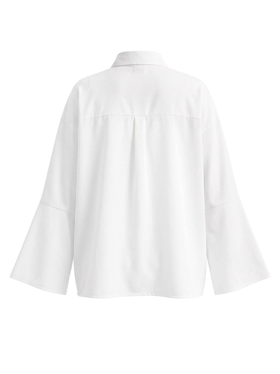 Long Sleeves Loose Buttoned Contrast Color Flower Print Lapel Blouses&Shirts Tops