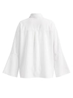 Long Sleeves Loose Buttoned Contrast Color Flower Print Lapel Blouses&Shirts Tops