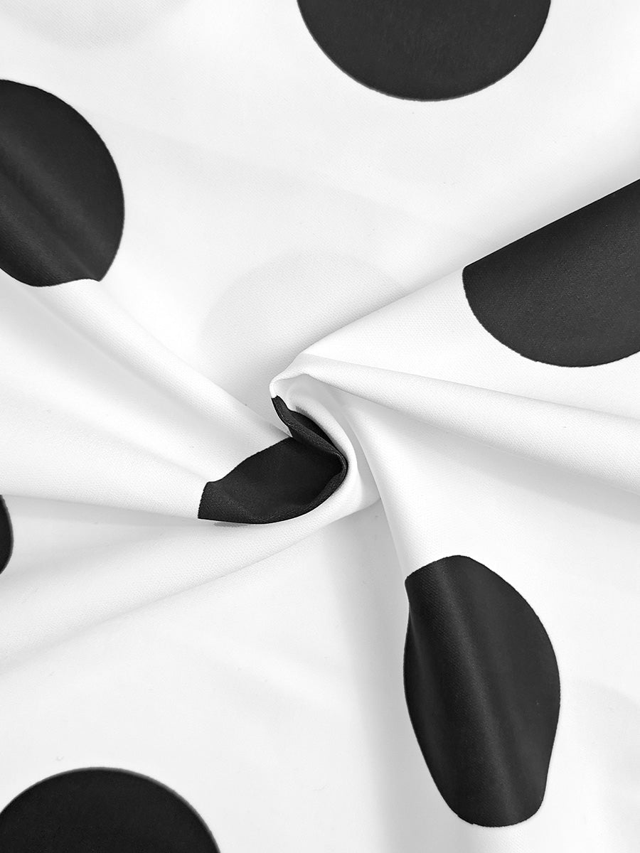 Long Sleeves Loose Buttoned Polka-Dot Printed Lapel Blouses&Shirts Tops