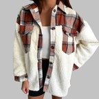 SUNNIE™ - Cozy Long Sleeve Button Down Checkered Jacket
