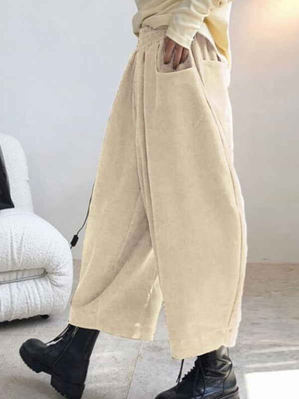 Harem Pants Wide Leg Elasticity Solid Color Split-Joint Pants Trousers