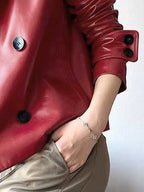 Long Sleeves Buttoned Solid Color Notched Collar Jackets&Coats Outerwear