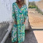 Bohemian V-Neck Abstract Printed Maxi Dress
