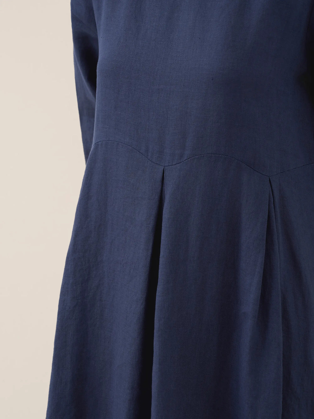 100% Linen Bateau Neck Pleated Maxi Dress