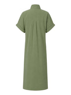 Zipper Solid Color Pockets Sleeveless High Waisted V-neck Maxi Dresses