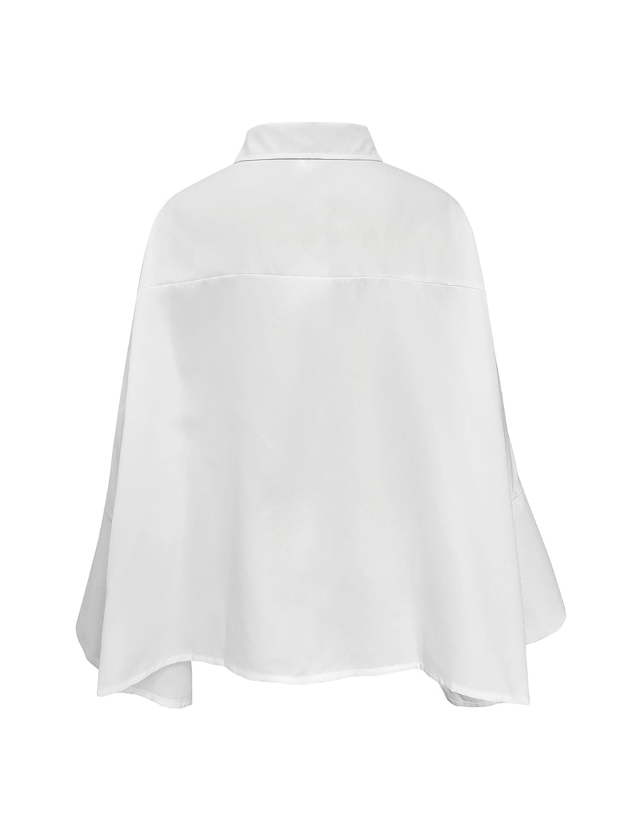 Long Sleeves Loose Solid Color Lapel Collar Blouses&Shirts Tops
