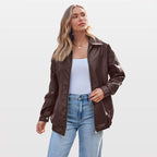 KENDRA™ - Women's Oversized Faux Suede Leather Motorcycle Jacket