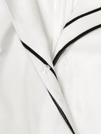 High Waisted Long Sleeves Contrast Color Pleated Pockets Notched Collar Jumpsuits
