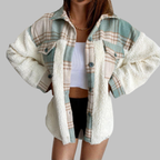 SUNNIE™ - Cozy Long Sleeve Button Down Checkered Jacket
