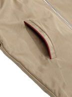 Zipper Drawstring Contrast Color Loose Half Sleeves Lapel Outerwear
