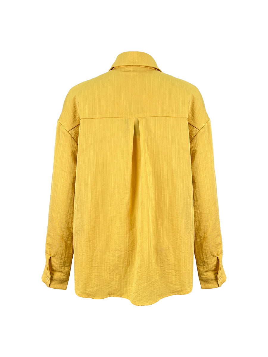 Long Sleeves Loose Buttoned Solid Color Lapel Blouses&Shirts Tops