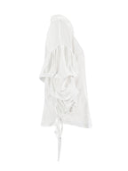 Loose Puff Sleeves Buttoned Solid Color Tied Lapel Blouses&Shirts Tops