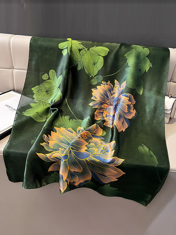 Flower Print See-Through Shawl&Scarf