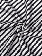 Loose Three-Quarter Sleeves Figure Printed Split-Joint Striped Stand Collar T-Shirts