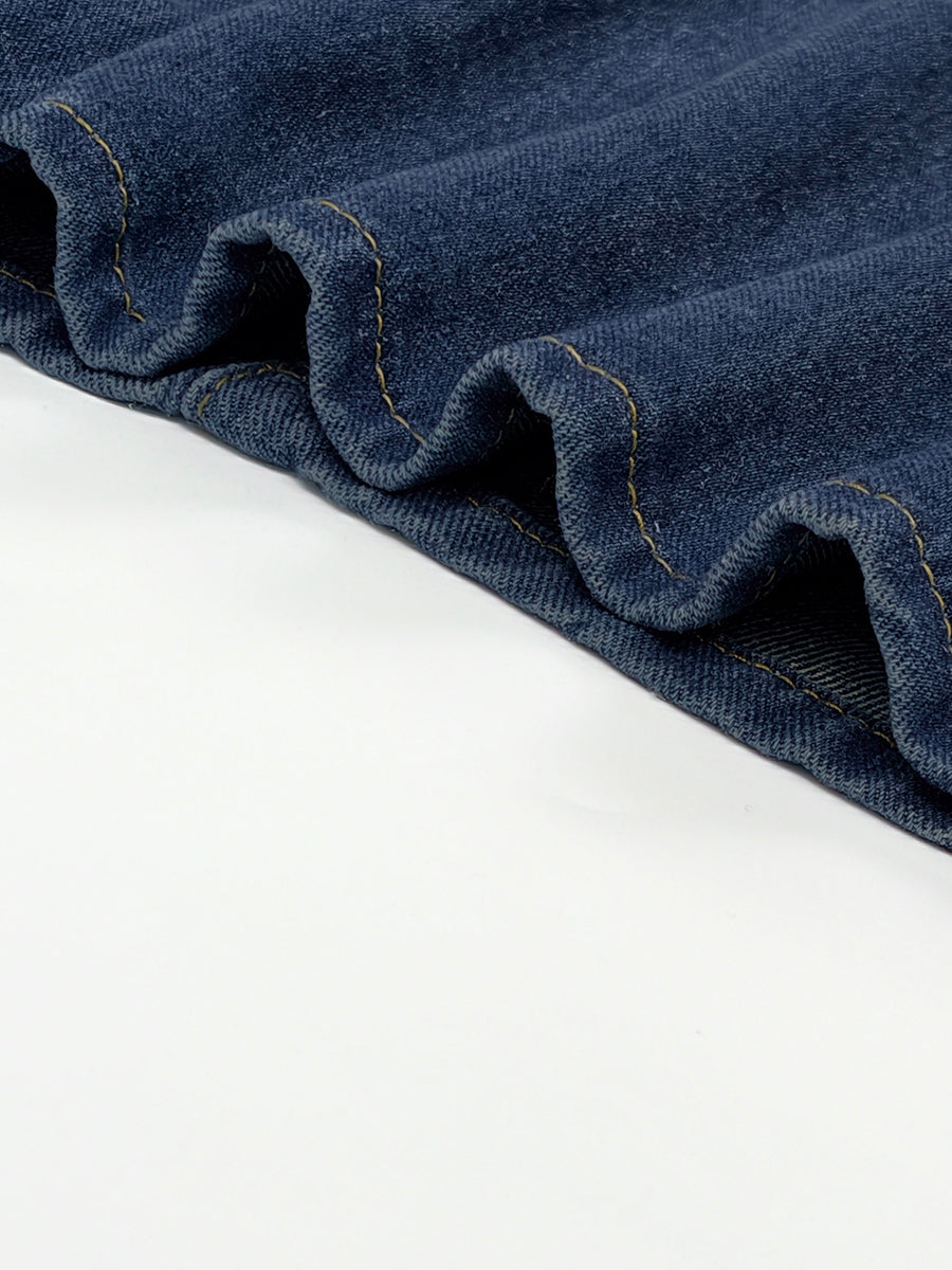 Split-Joint Pockets Hollow Geometric Buttoned Wide Leg Loose Jean Pants Bottoms