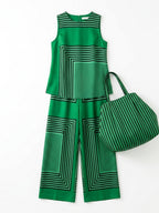 Loose Wide Leg Contrast Color Pockets Pants Trousers